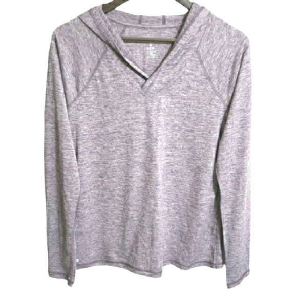 NWT Ideology Essential Pullover Top Women's Size Medium Montana Grape Hooded - Picture 2 of 6